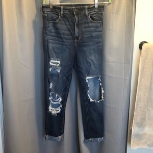 American Eagle cropped distressed high rise jeans